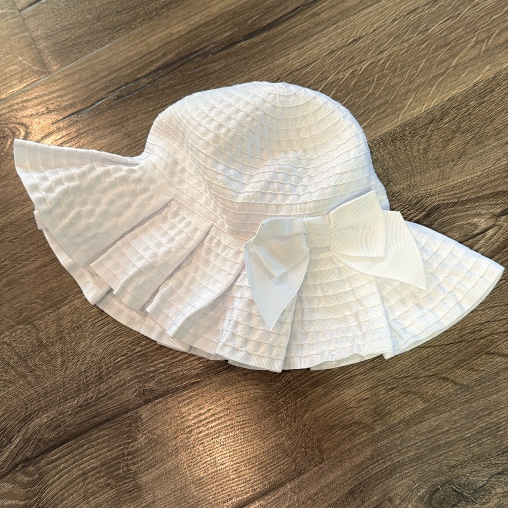 Janie and Jack White Bow Sun Hat (18-24M)